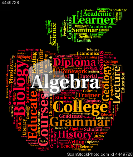 Image of Algebra Word Represents Math Fractions And Words