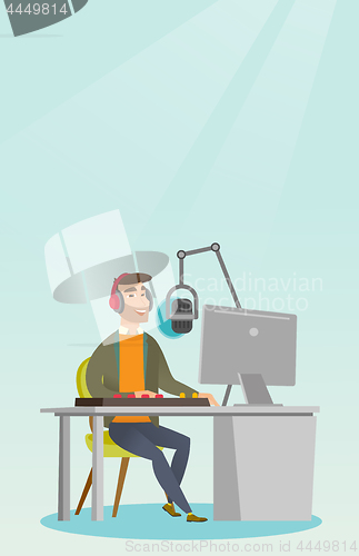 Image of Dj working on the radio vector illustration