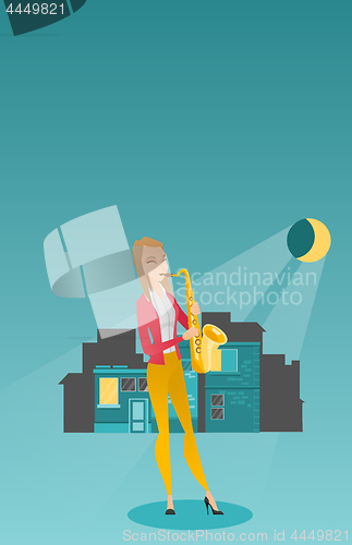 Image of Musician playing on saxophone vector illustration.