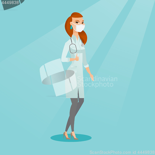 Image of Doctor giving thumbs up vector illustration.