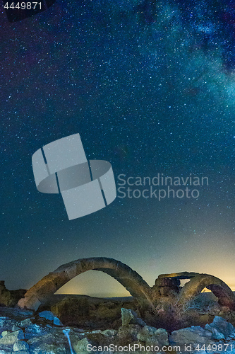 Image of Milky Way and ruins in Israel