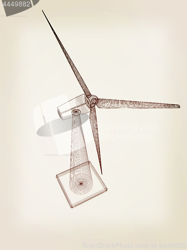 Image of Wind generator turbines icon. 3d illustration. Vintage style