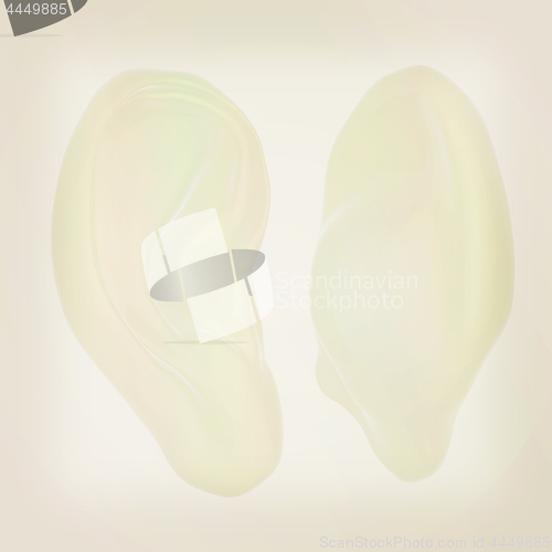 Image of Ear model. 3d illustration. Vintage style