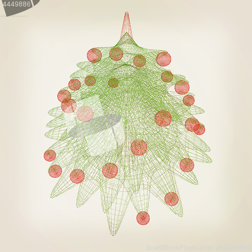 Image of Christmas tree concept. 3d illustration. Vintage style