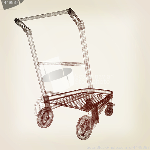 Image of Trolley for luggage at the airport. 3D illustration.. Vintage st