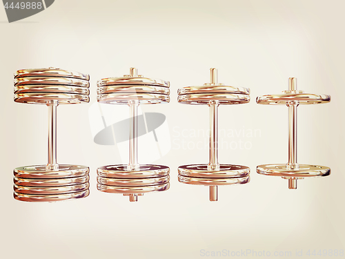 Image of dumbbells. 3d illustration. Vintage style
