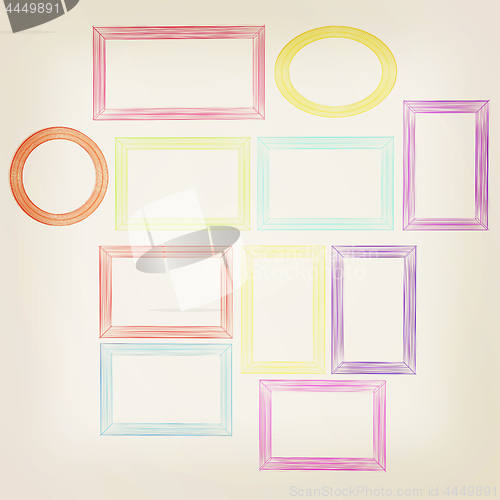 Image of Abstract frames. Conceptual design. 3D illustration. Vintage sty