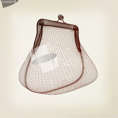 Image of purse on a white. 3D illustration. Vintage style