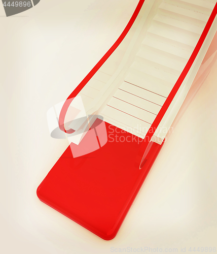Image of Single escalator. 3d illustration. Vintage style