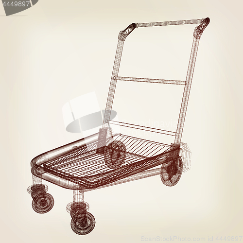 Image of Trolley for luggage at the airport. 3D illustration.. Vintage st