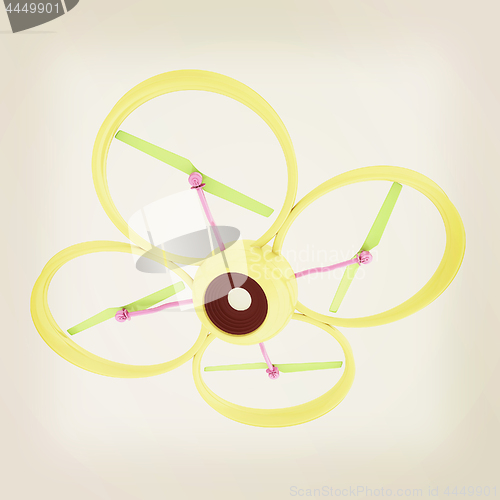 Image of Quadcopter Dron. 3d render. Vintage style