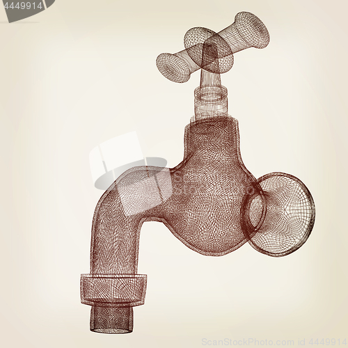 Image of Water tap. 3d illustration. Vintage style