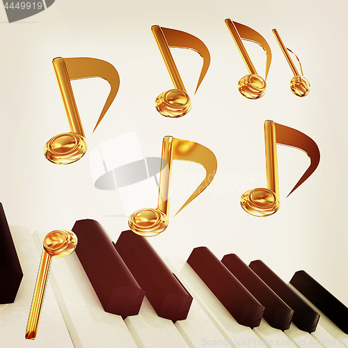 Image of music notes  background. 3D illustration. Vintage style