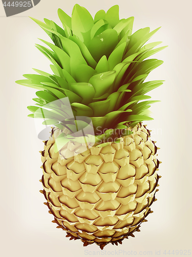 Image of pineapple.3d illustration. Vintage style