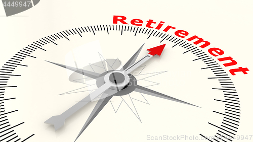 Image of Compass with arrow pointing to the word retirement