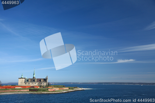 Image of Kronborg Castle viewed from the ferry to Sweden