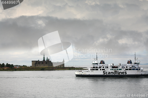 Image of Kronborg Castle viewed from the ferry to Sweden