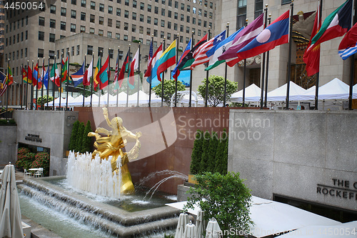 Image of New York, USA – August 23, 2018: The golden Prometheus statue 