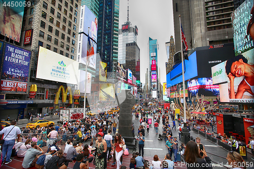 Image of New York, USA – August 20, 2018: Crowded with many people walk