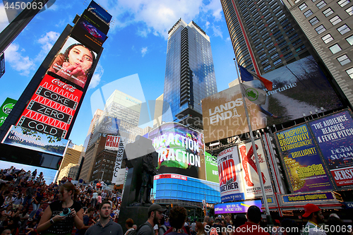 Image of New York, USA – August 24, 2018: Crowded with many people walk