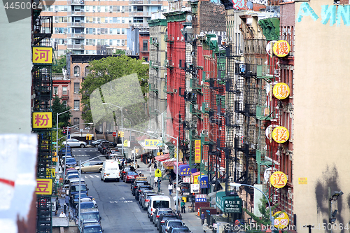 Image of New York, USA – August 23, 2018: View on Henry St, Chinatown q