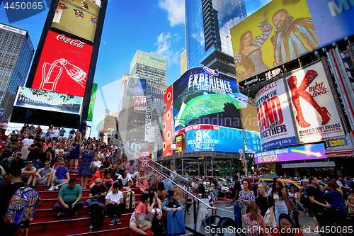 Image of New York, USA – August 24, 2018: Crowded with many people walk