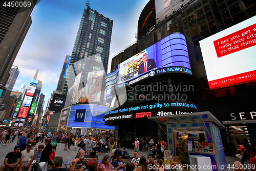 Image of New York, USA – August 24, 2018: Crowded with many people walk