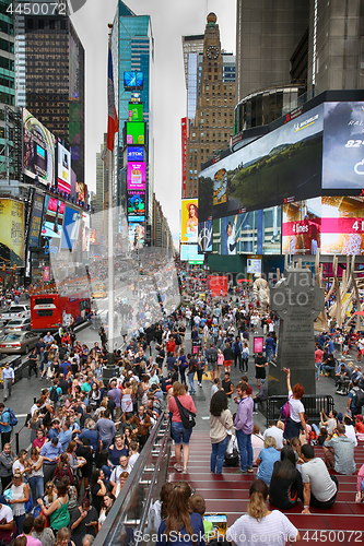 Image of New York, USA – August 20, 2018: Crowded with many people walk