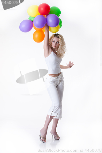 Image of Young Woman With Balloons