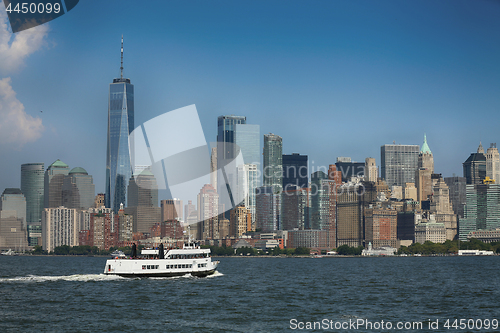 Image of New York City Manhattan aerial view from Liberty island