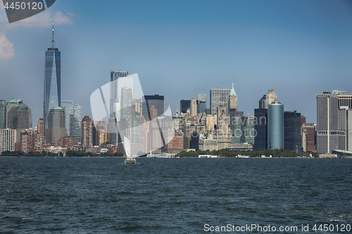 Image of New York City Manhattan aerial view from Liberty island