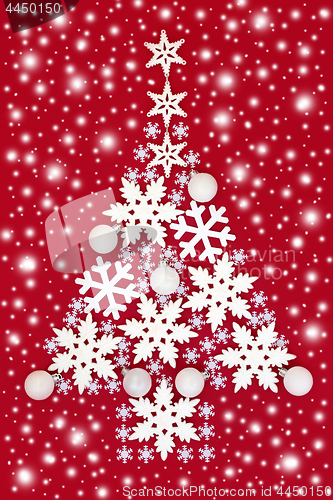 Image of Christmas Tree Abstract with Snow