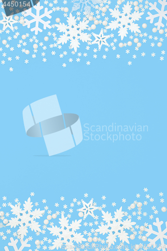 Image of Abstract Snowflake Background Border