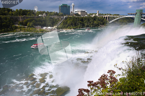 Image of Niagara falls between United States of America and Canada from N