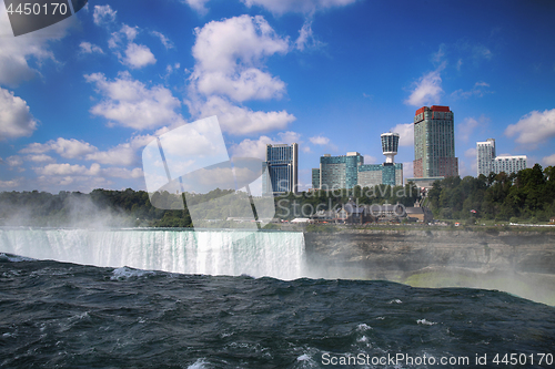 Image of Niagara falls between United States of America and Canada from N