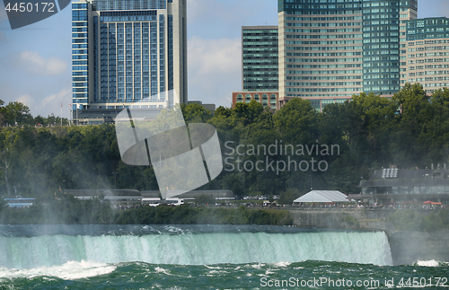 Image of Niagara falls between United States of America and Canada from N