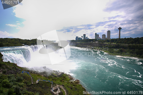 Image of Niagara falls between United States of America and Canada from N