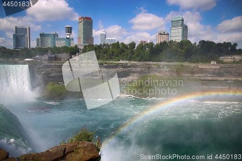 Image of Bautiful view of Niagara Falls with Rainbow from New York State,