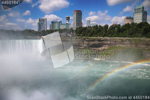 Image of Bautiful view of Niagara Falls with Rainbow from New York State,