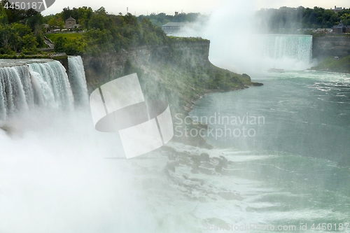 Image of Niagara falls between United States of America and Canada from N