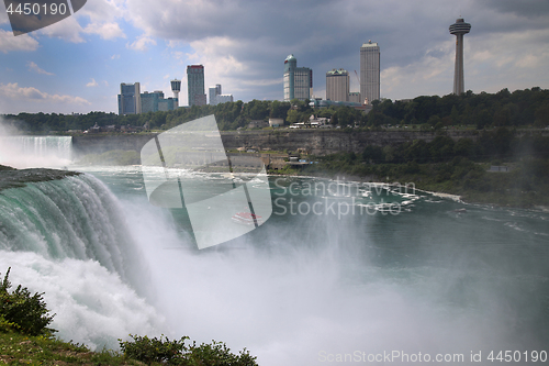 Image of Niagara falls between United States of America and Canada from N