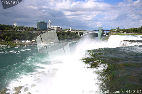 Image of Niagara falls between United States of America and Canada from N