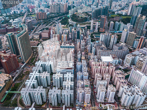 Image of Hong Kong City at aerial view in the sky