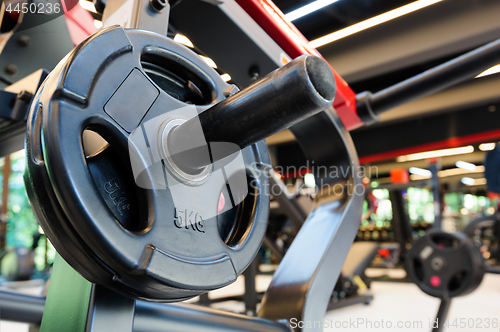 Image of Gym interior with barbell