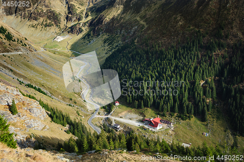 Image of View from Transfagarasan road down to valley, Romania