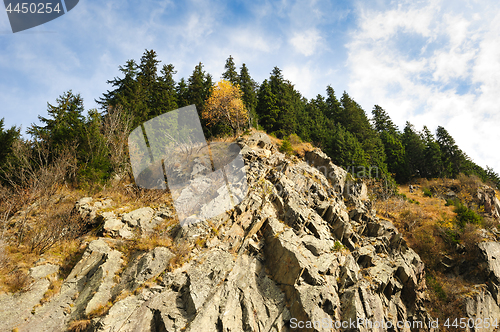 Image of View from Transfagarasan road down to rock, Romania