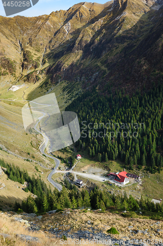 Image of View from Transfagarasan road down to valley, Romania