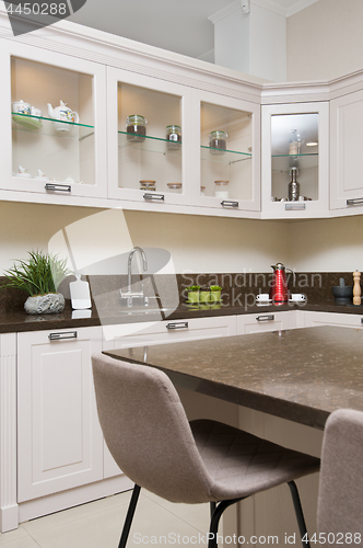 Image of Luxury modern beige kitchen interior