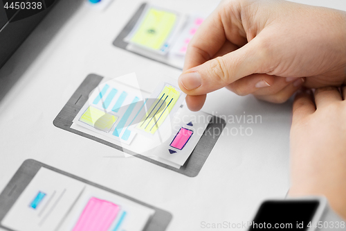 Image of web designer working on user interface wireframe