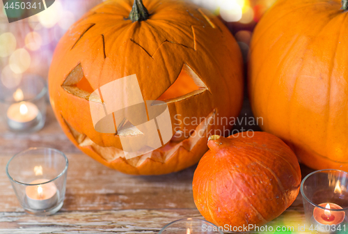 Image of jack-o-lantern or carved halloween pumpkin